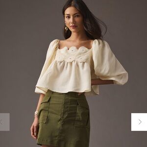 By Anthropologie Lace Babydoll Top sz S